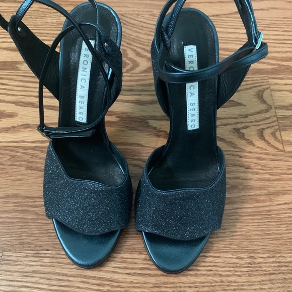 New Veronica Beard Navy Glittered Heels - Picture 2 of 6